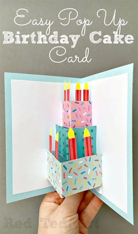 pop  cards diy birthday easy pop  birthday card diy red ted art