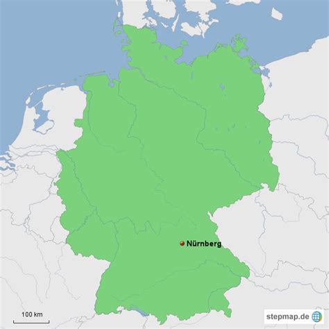 lage der stadt nuernberg  deutschland von franconia landkarte fuer
