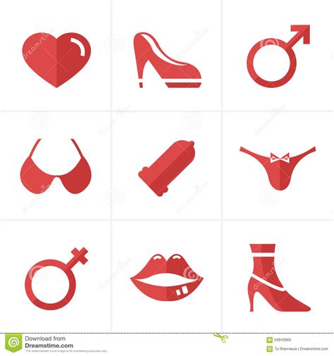 Flat Icon Sex And Xxx Icons Set Stock Illustration Illustration Of