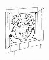 Little Pigs Coloring Pages Three Houses Brick Getcolorings House Colouring sketch template