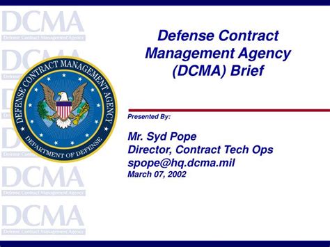 Ppt Defense Contract Management Agency Dcma Brief Powerpoint