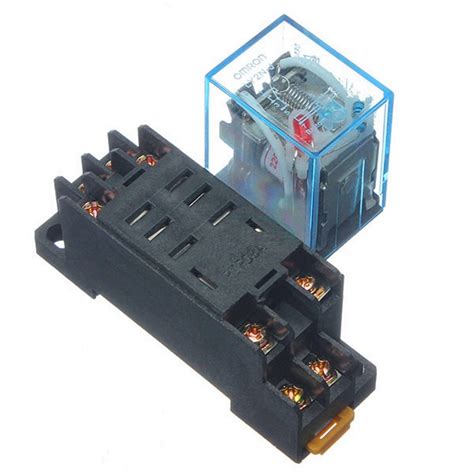 power relay lynj socket base  ac coil miniature relay dpdt  pins  vac ly hhp ly