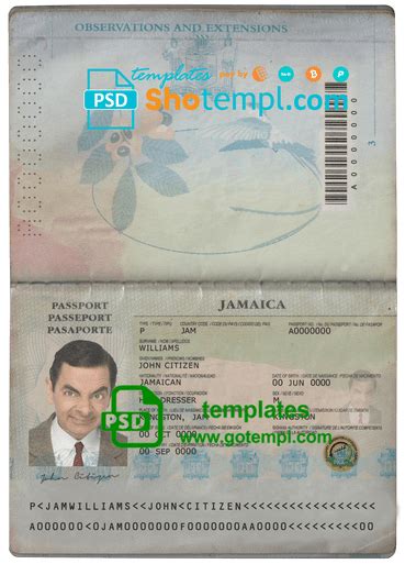 jamaica passport template in psd format fully editable oxtempl we