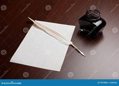 quill ink  paper stock photo image  form paper