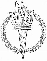 Coloring Olympics Pages Winter Torch Printable Olympic Flame sketch template