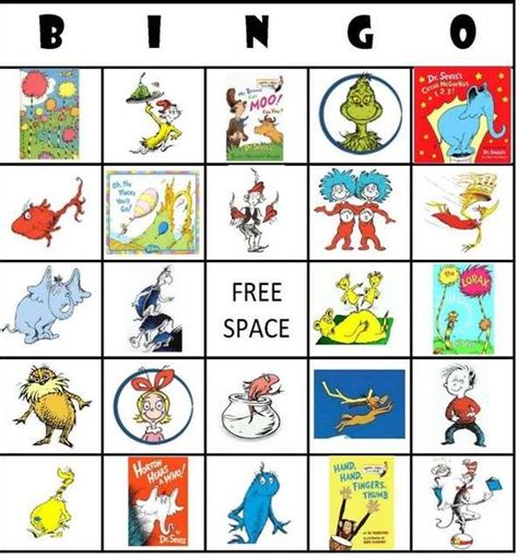 printable bingo templatesquite  variety dr seuss dr