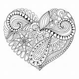 Zentangle Heart Coloring Pages Adult Stress Painting Vector Anti Illustration Doodle Drawn Hand Card Artistic Monochrome Valentine Floral Style Sweets sketch template