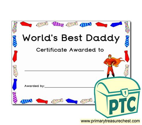 worlds  daddy fathers day certificate primary treasure chest