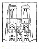 Coloriage Cathedral Ausmalen Ausmalbilder Cathédrale Enfant Frankreich Chocobo sketch template