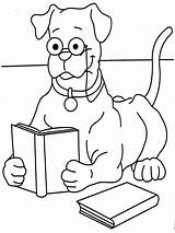 Reading Book Coloring Dog Pages Printable Books Animals Funny Kids Color Print School Popular Choose Board Coloringhome sketch template