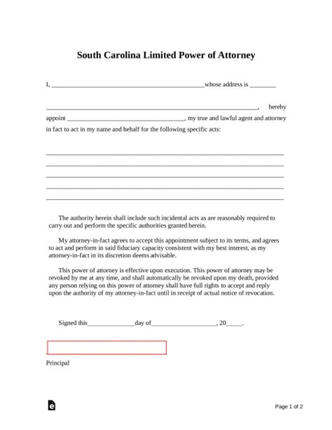 south carolina power  attorney forms  types  word eforms