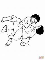Judo Colorear Fighting Ausmalbild Stampare Pelea Ragazzi Disegno Kampfsport Malvorlagen sketch template