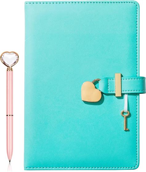 a5 heart shaped lock diary refillable notebook pu leather