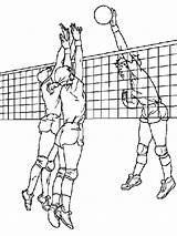 Coloring Volley Blocking Volleyball Ball Team Pages Awesome Fun sketch template