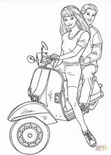 Coloring Barbie Pages Motorcycle Printable Color sketch template