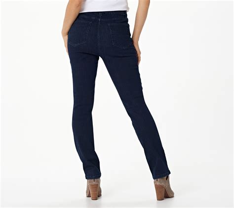 denim  easy stretch pull  straight leg jeans qvccom