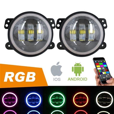 Suparee 2pcs 4 Inch 30w Led Fog Light With Bluetooth Control Rgb Halo