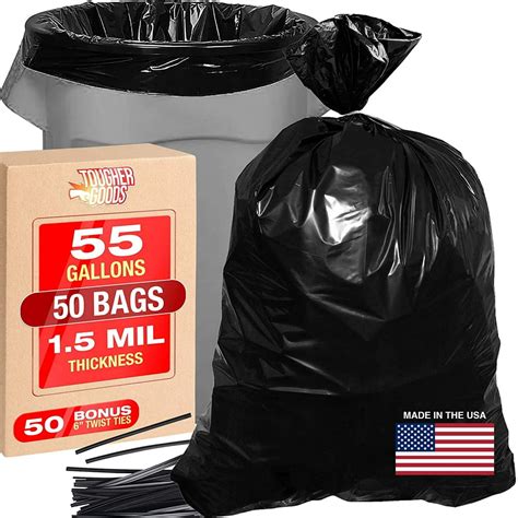 heavy duty black trash bags  gallon  pk bags  garbage storage  mil thick wx