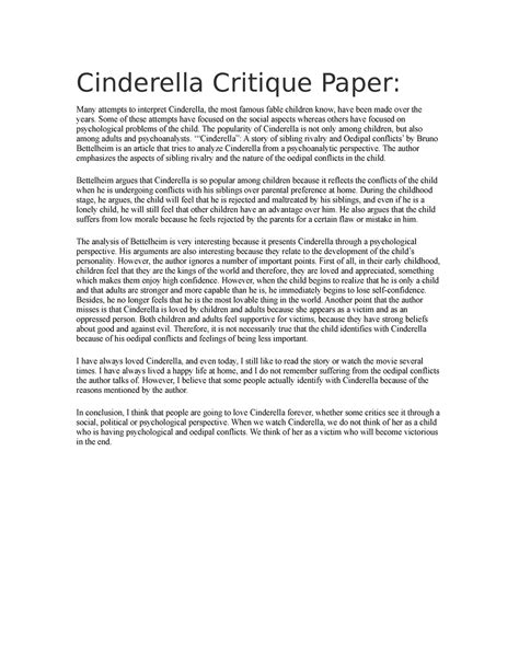 cinderella critique paper cinderella critique paper  attempts