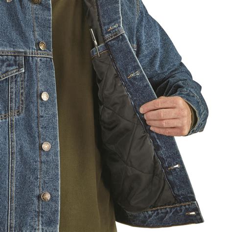 guide gear mens quilt lined denim jacket  insulated jackets coats  sportsmans guide