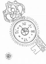Steampunk Clock Drawing Drawings Key Tattoo Heart Deviantart Designs Gear Choose Board Lock Paintingvalley sketch template