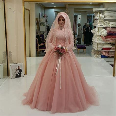 saudi arabia style pink princess muslim wedding dress gelinlik 2016
