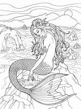 Mermaid Coloring Pages Adults Printable Adult Book Kids Sheets Fairy Mermaids Color Detailed Colouring Intricate Doverpublications Books Cool Print Dover sketch template