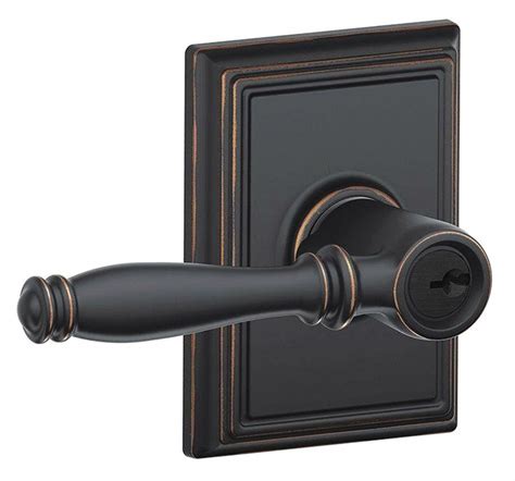 schlage door lever lockset mechanical light duty keyed  antique bronze zr