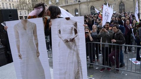 french couple ties the knot in first same sex wedding cnn