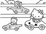 Kitty Hello Coloring Pages Para Colorear Driving Manejando sketch template