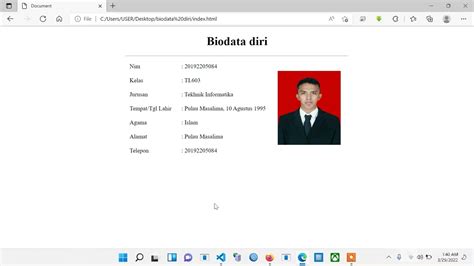 membuat web biodata  membuat html biodata diri udin blog