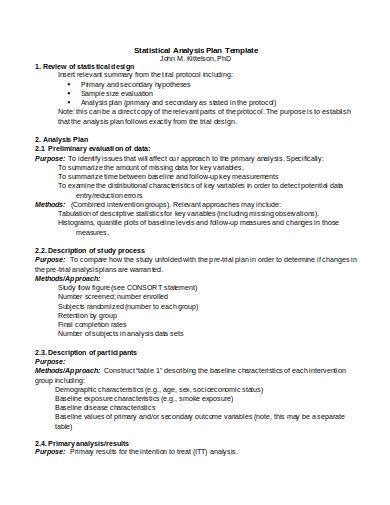 sample statistical analysis plan templates   ms word