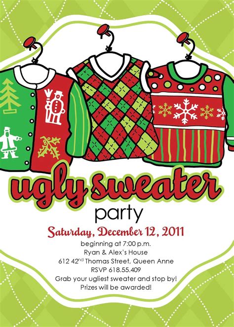 ugly sweater invitation template business template ideas