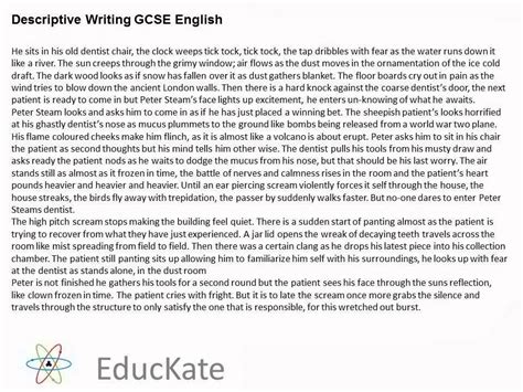 gcse english descriptive writing sample answer youtube