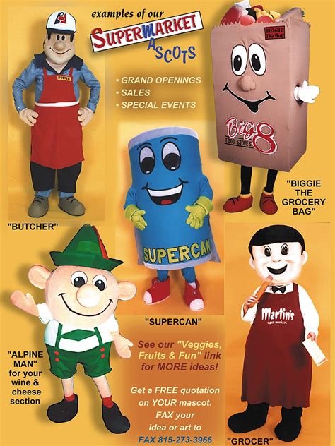 lovable supermarket mascot costumes pre designed  customized