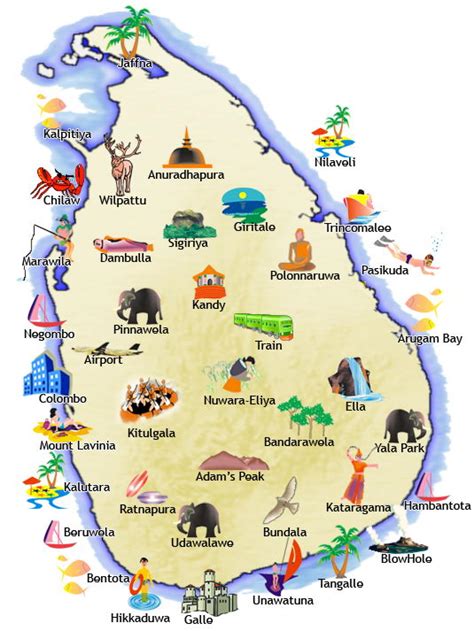 Map Of Sri Lankan Beach Tourist Destinations Trip To Sri