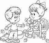 Coloring Toys Boy Playing Girl Preschool Para Crianças Colorir Escolha Pasta sketch template