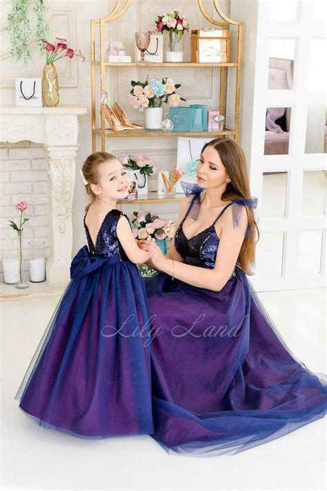 matching dresses mother daughter navy blue purple dress  wedding guest mommy   formal