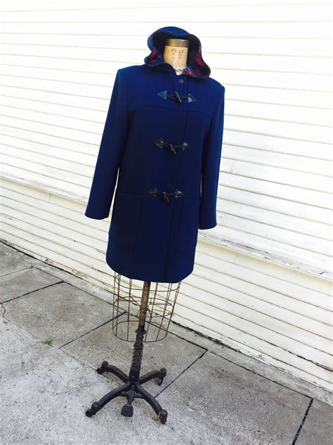 Vintage 1960 S Pendleton Toggle Coat Hooded Navy Blue Pea Coat Mod