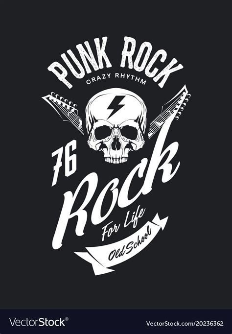 vintage punk rock t shirt logo royalty free vector image