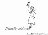 Girl Coloring Diploma Graduation Sheets Sheet Title sketch template