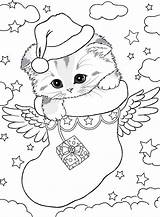 Kitten Coloring Pages Christmas Kids Wonder sketch template