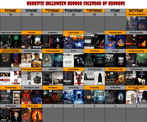 created  personal horror calendar   month  october