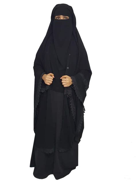 Three Layer Lace Niqab With Integrated Hijab Buy Long Niqab Neqab