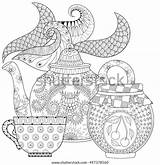 Teapot Stylized Zentangle Ornamental sketch template