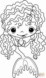 Curly Hair Coloring Pages Girl Long Mermaid Printable Drawing Getdrawings sketch template