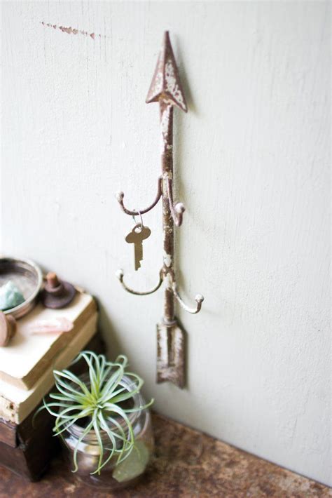 metal arrow rack key holder  mudroom kitchen decor decor decorative hooks rustic metal