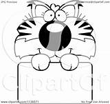 Bobcat Sign Cartoon Coloring Outlined Cub Cute Over Vector Clipart Cory Thoman 2021 sketch template