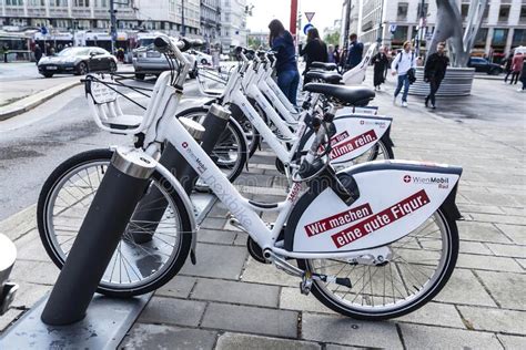 row  rental electric bikes  vienna austria editorial stock photo image  rent europe