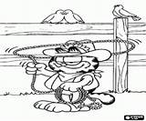 Garfield Coloring Oncoloring Pages Looking sketch template